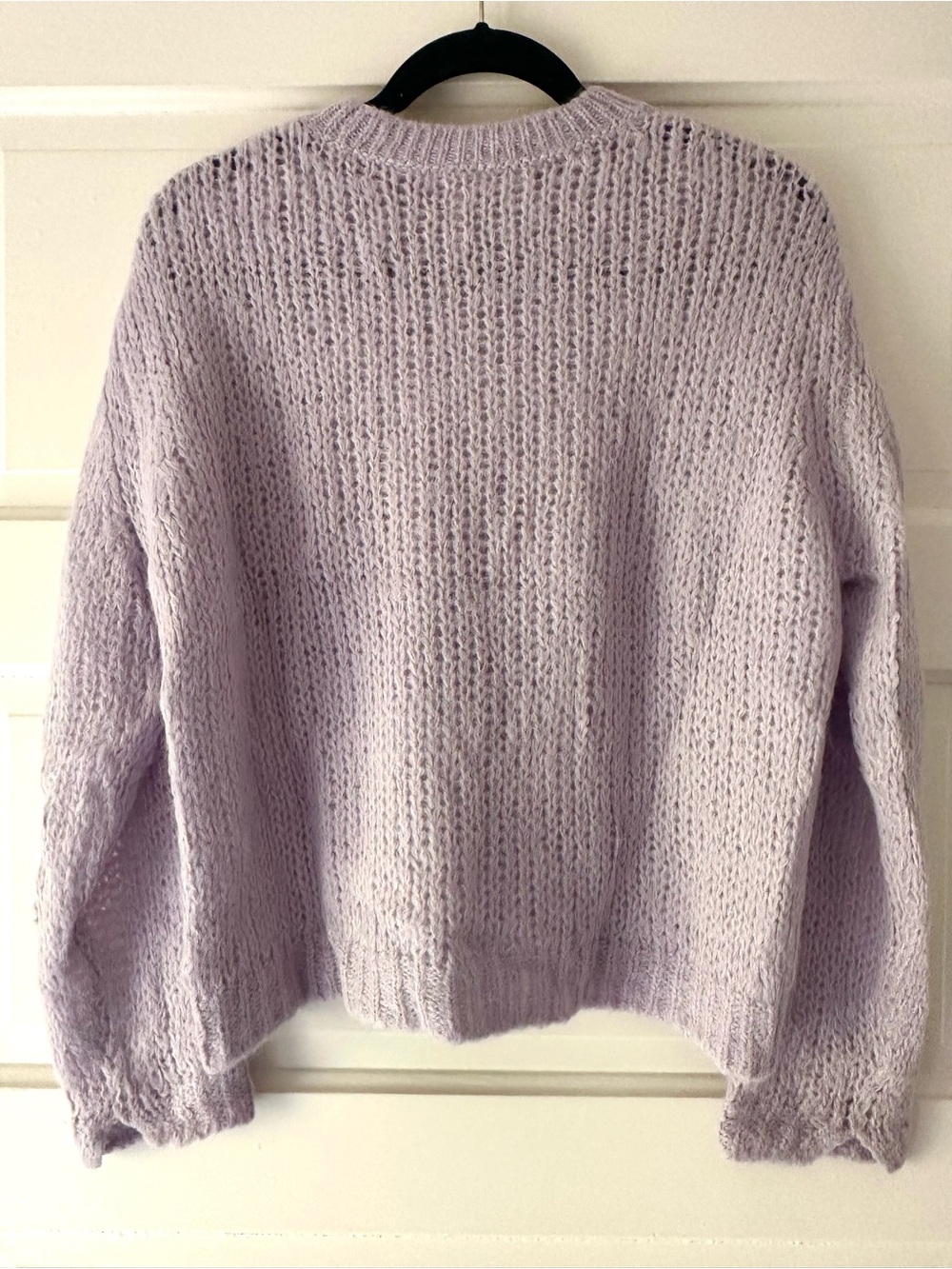 Free People open knit lavender crew neck sweater - Picture 2 of 5